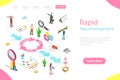 Isometric flat vector landing page tempate of rapid application develompment. Royalty Free Stock Photo