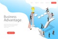 Isometric flat vector landing page template of business advantage.