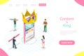 Isometric flat vector landing page template of content is king, copywriter. Royalty Free Stock Photo
