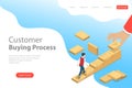 Isometric flat vector landing page template of customer journey map. Royalty Free Stock Photo