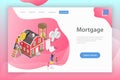 Isometric flat vector landing page template of mortgage, real estate deal.