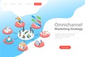 Isometric flat vector landing page template of omnichannel.