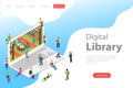 Isometric flat vector landing page template of online library, education. Royalty Free Stock Photo