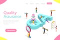 Isometric flat vector landing page template of QA, quality assurance. Royalty Free Stock Photo