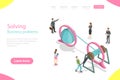 Isometric flat vector landing page template of soloving business problem. Royalty Free Stock Photo