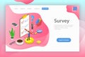 Isometric flat vector landing page template of survey, customer rating.