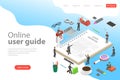 Isometric flat vector landing page template of user manual, guide. Royalty Free Stock Photo