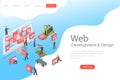 Isometric flat vector landing page template of website builder. Royalty Free Stock Photo