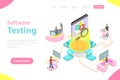 Isometric flat vector landing pate template of software quality assurance. Royalty Free Stock Photo