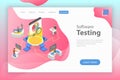 Isometric flat vector landing pate template of software quality assurance. Royalty Free Stock Photo