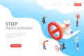 Isometric flat vector laning page template of stop plastic pollution. Royalty Free Stock Photo