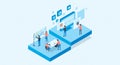 Isometric flat vector web develop and web design team