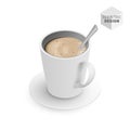 Isometric Flat White coffee cup spoon Royalty Free Stock Photo