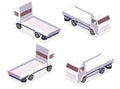 Isometric Flatbed Cargo Truck. Back and Front View. Commercial Transport. Logistics. Empty Car for Carriage of Goods