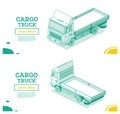 Isometric Flatbed Cargo Truck. Back and Front View
