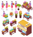 Florist Isometric Elements Set