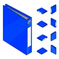 Isometric folder. A large set of images of an office folder with documents in different angles. Royalty Free Stock Photo