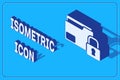 Isometric Folder and lock icon isolated on blue background. Closed folder and padlock. Security, safety, protection