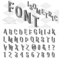 Isometric font alphabet with drop shadow on white