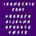 Isometric font . olored isometric 3d letters , Three-dimensional alphabet. Low poly 3d characters. Vector illustration