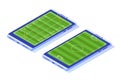 Isometric football field on smartphone.