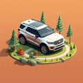 Isometric Ford Explorer Near Forest Path - Detailed Character Design Royalty Free Stock Photo