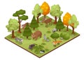 Isometric Forest Animals Composition