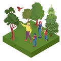 Isometric Forest Walk Composition Royalty Free Stock Photo