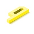 Isometric four yellow icon, 3d character with shadow