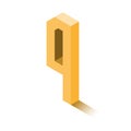 Isometric four yellow icon, 3d character with shadow