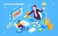 Isometric freelancer or outsource worker office