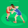 Isometric freestyle wrestling fight sports Flat 3d