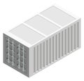 Isometric freight ship container. Metal cargo icon
