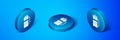 Isometric French press icon isolated on blue background. Blue circle button. Vector Illustration Royalty Free Stock Photo