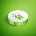 Isometric Fresh smoothie icon isolated on green background. White circle button. Vector