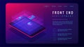 Isometric front end development landing page concept.