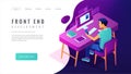 Isometric front end development landing page concept.