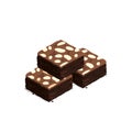 Isometric brownie chocolate cake vector