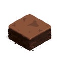Isometric brownie chocolate cake vector