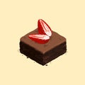 Isometric brownie chocolate cake vector