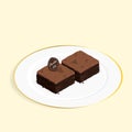 Isometric brownie chocolate cake vector Royalty Free Stock Photo