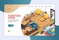 Isometric furniture Landing page Royalty Free Stock Photo