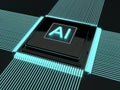 Isometric Futuristic Artificial Intelligence, AI Analysis with Modern Processor Chip, Neural Network