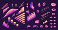 Isometric futuristic data graphic. Abstract pyramid chart with progress steps, modern infographic design elements