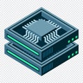Isometric futuristic server. Isometric database or data center. Abstract blockchain. Computer storage. Cloud storage. Vector Royalty Free Stock Photo
