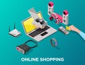 Isometric Gadgets Online Shopping Concept