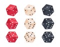 Isometric gambling cube pieces. Casino or board games dice. Backgammon game dice 3d vector illustration set Royalty Free Stock Photo