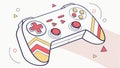 Isometric Game Controller with Dynamic Geometric Patterns. Playful Tech. vector design Generative AI Royalty Free Stock Photo