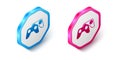 Isometric Game controller or joystick for game console icon isolated on white background. Hexagon button. Vector Royalty Free Stock Photo