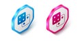 Isometric Game dice icon isolated on white background. Casino gambling. Hexagon button. Vector